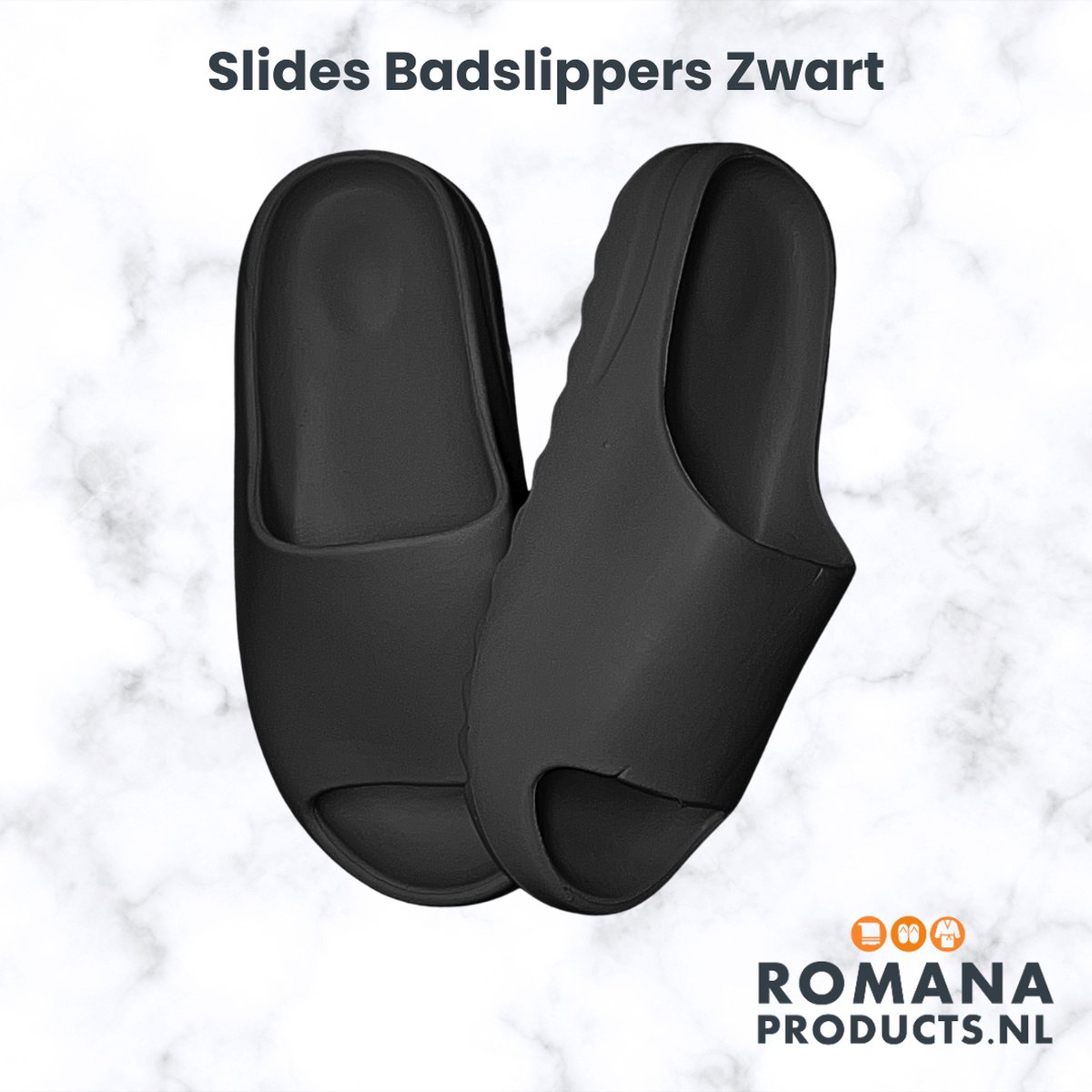 Ro a Products Ro a s Unisex Badslippers Zwart Ideaal voor Hotel en Sauna Slides