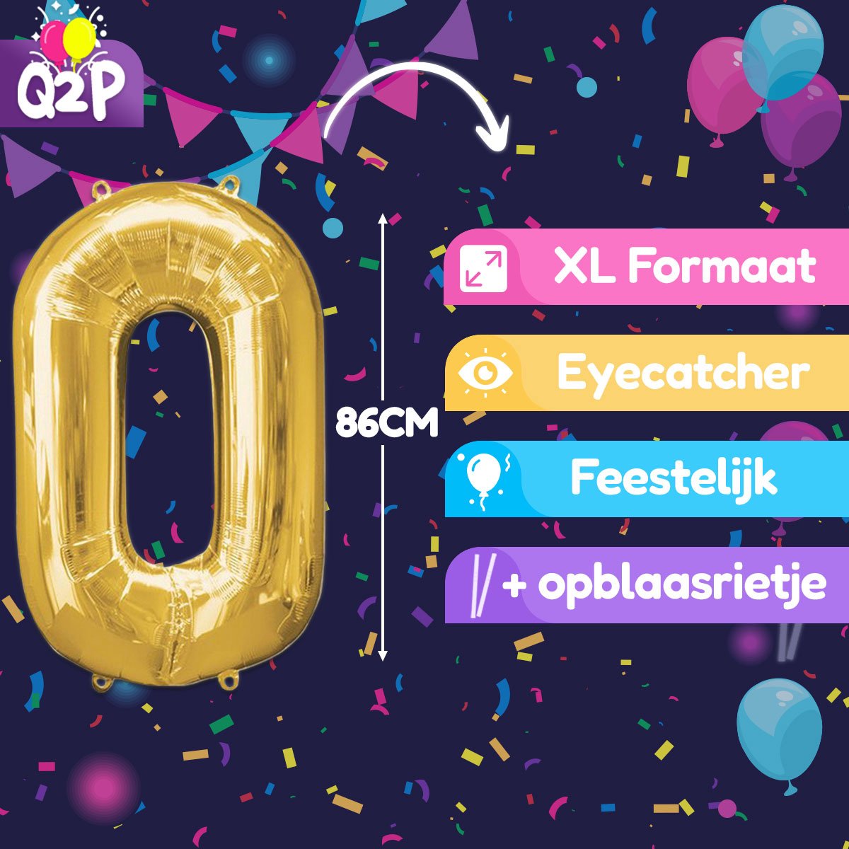 Cijfer Ballonnen Ballon Cijfer 0 Verjaardag Versiering Feest Helium Ballonnen Cijferballon Folieballon Goud Xl Formaat — afbeelding 2