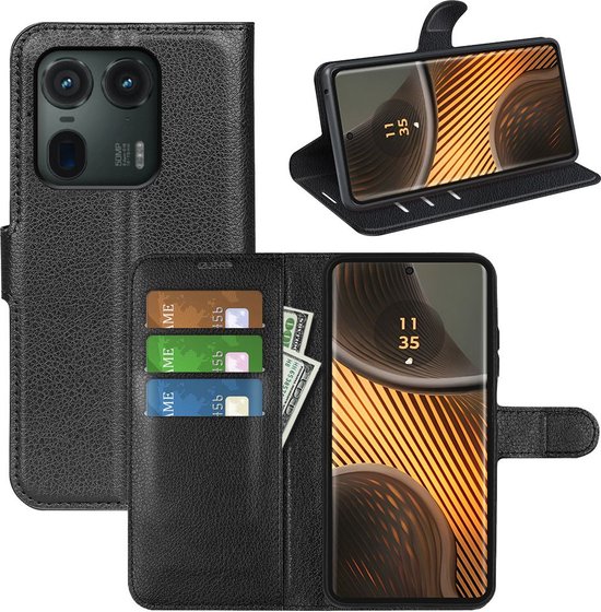 Coque Motorola Edge 50 Ultra - MobyDefend Étui portefeuille en similicuir (fermeture avant) - Zwart - Étui pour téléphone portable - Étui de téléphone adapté pour : Motorola Edge 50 Ultra