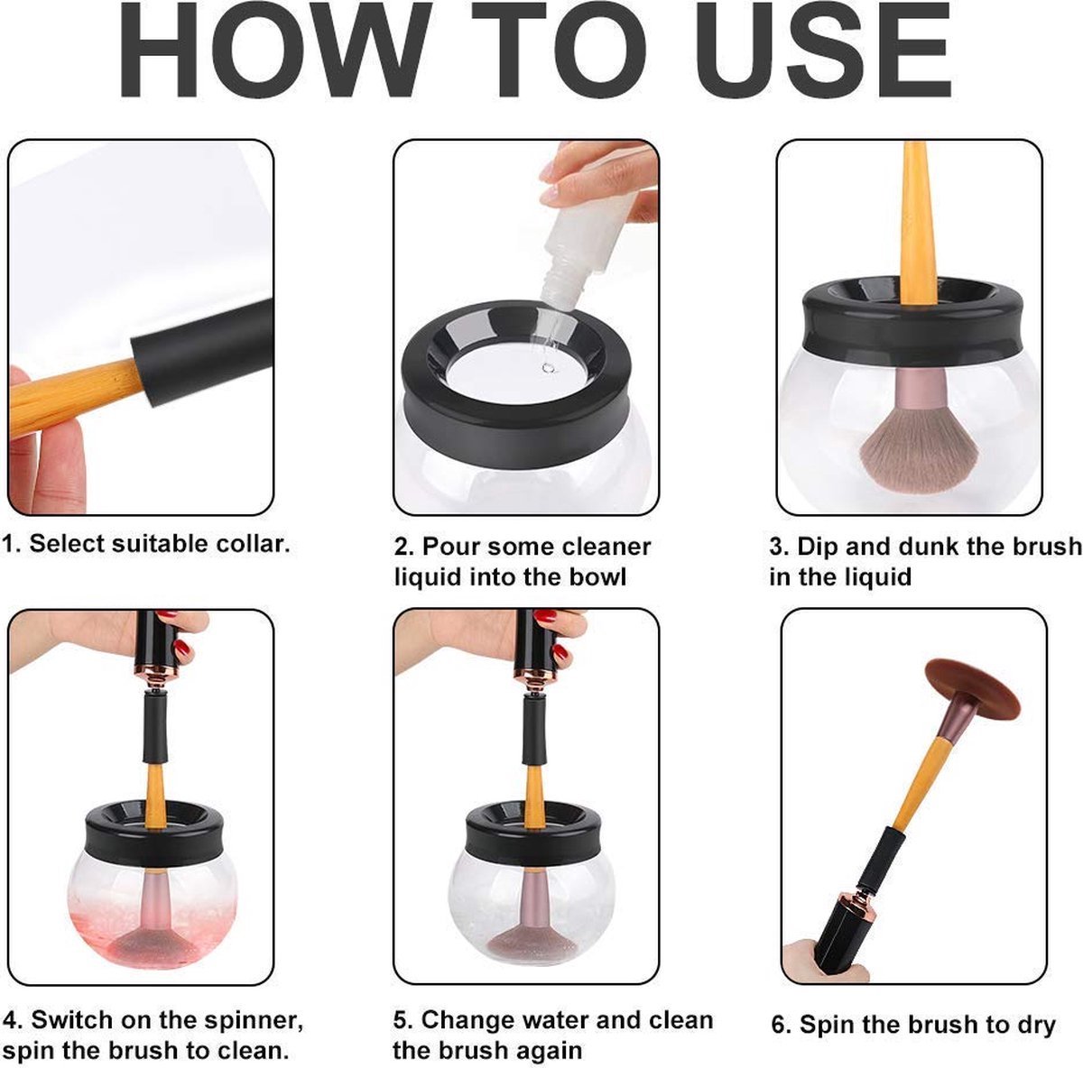 BOTC Make Up Kwasten Reiniger Elektrische – Zwart - Afbeelding 3