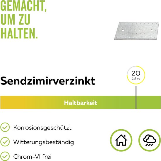 Alberts 50 x tôle perforée sendzimir galvanisée 155 x 40 mm