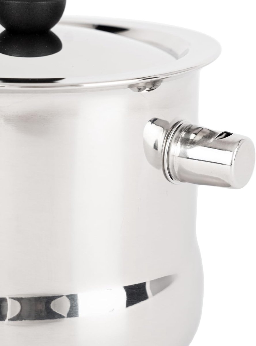 Melkpan met deksel, 1,5 l, dubbelwandige melkpan met pijp, dubbelwandige melkkan met bakelietgreep, roestvrij staal, puddingpot, waterbad, smeltpan