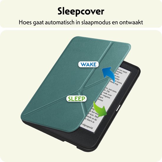 Hoesje Geschikt voor Kobo Clara BW Hoes Bescherm Hoesje Case Sleep Cover Trifold - Hoes Geschikt voor Kobo Clara BW Hoesje - Donkergroen van Merkloos — afbeelding 3