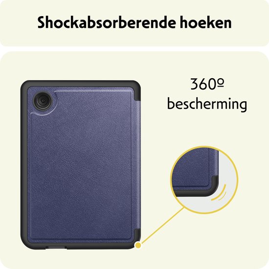 Hoesje Geschikt voor Kobo Clara Colour Hoes Bescherm Hoesje Case Sleep Cover Trifold - Hoes Geschikt voor Kobo Clara Colour Hoesje - Donkerblauw van Hoesje  — afbeelding 5