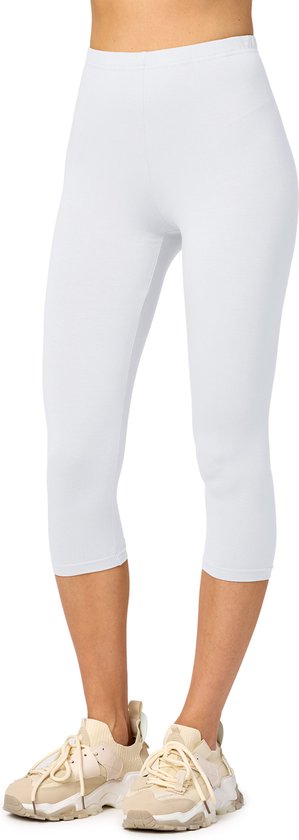 Merry Style MS-MS10-144-LE Dames Capri Leggings - Sport - Vrijetijdsbroek - 3/4 Lengte - Viscose - Sporbroek - Yogabroek - Wit - XXL