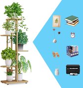5-Tier Metal Plant Stand Multiple Flower Pot Holder Shelves Plant Rack Storage Organizer Display for Indoor and Outdoor Balcony or Garden (Gold)