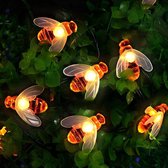 Fairy Lights Outdoor Bee Solar String Lights 50 LEDs 7m 8 Modes Waterproof for Garden Trees Patio Christmas Wedding Party (Warm White)