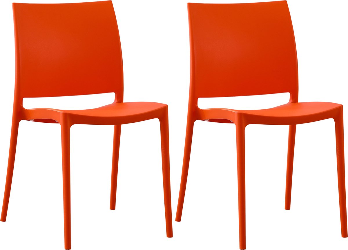CLP Meton Set van 2 Tuinstoelen - Stapelbaar - Onderhoudsvriendelijk - Weerbestendig - oranje