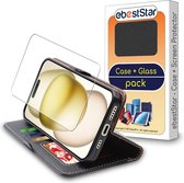 ebestStar - Hoes voor iPhone 15 Apple, Wallet Etui, Book case hoesje, Zwart + Gehard Glas