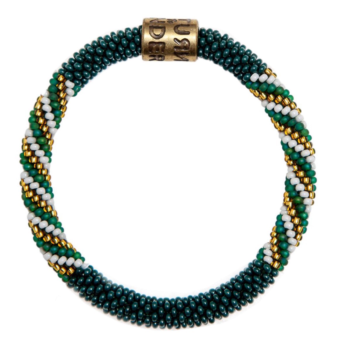 Return to Sender Armband Dames roll on - Ø7 cm - Groen Wit Goud - Glas
