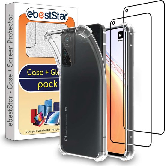 ebestStar - Coque compatible avec Xiaomi Mi 10T 5G, Mi 10T Pro 5G, Etui Protection Silicone Transparent Antichoc, Coins Renforcés, Transparent + Verre Trempé x2