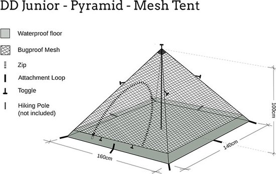 DD Junior Pyramid Mesh Tent Kinder Klamboetent van Theel. — afbeelding 3