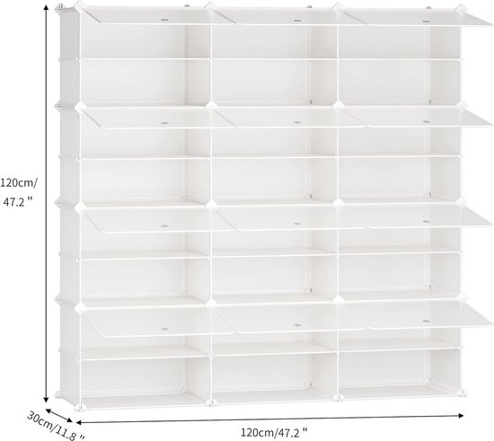 JOISCOPE Opbergkast voor Schoenen, Multifunctionele 3 x 8-laags Modulaire Kubus Opbergkast voor Ruimtebesparing, voor Hal, Slaapkamer, Entree voor alle Soorten Schoenen, Kleding (Zwart