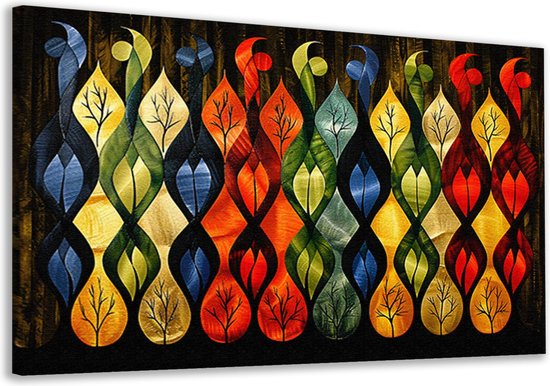 Décoration murale Arbres - Portrait nature - Tableau Feuilles - Décoration murale classique - Tableau salon - Décoration chambre toile 90x60 cm