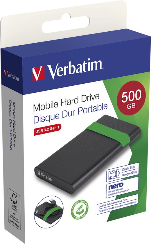 Verbatim Gecertificeerde gereviseerde harde schijf USB 3.2 Gen 1 500GB van Verbatim — afbeelding 5
