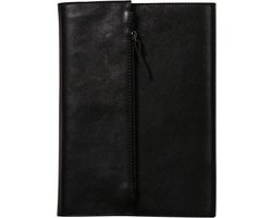 Professional Document Bag Made of Genuine Leather - 120 Page A5 Ruled Notebook - Black