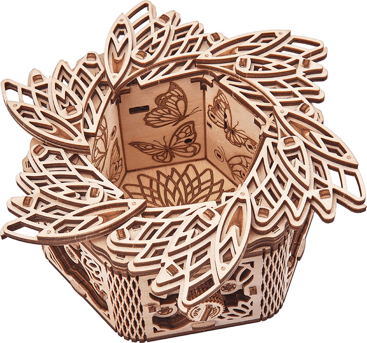 Wood Trick – Modelbouw 3D houten puzzel – Muziekdoos en sieradendoos Mysterieuze bloem - Mystery flower (WDTK045) – 278 stuks - Geen lijm noch verf nodig! — afbeelding 18