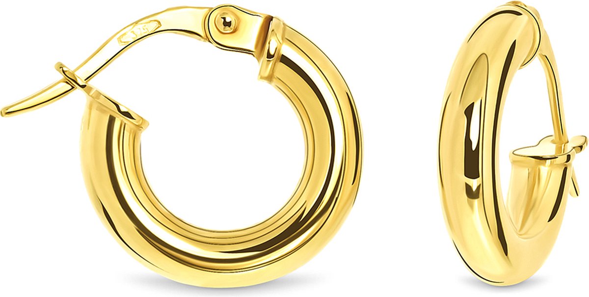 Miore Pure Oorbellen Dames - 9 Karaat - Kleur Geelgoud - Oorringen - 3 mm