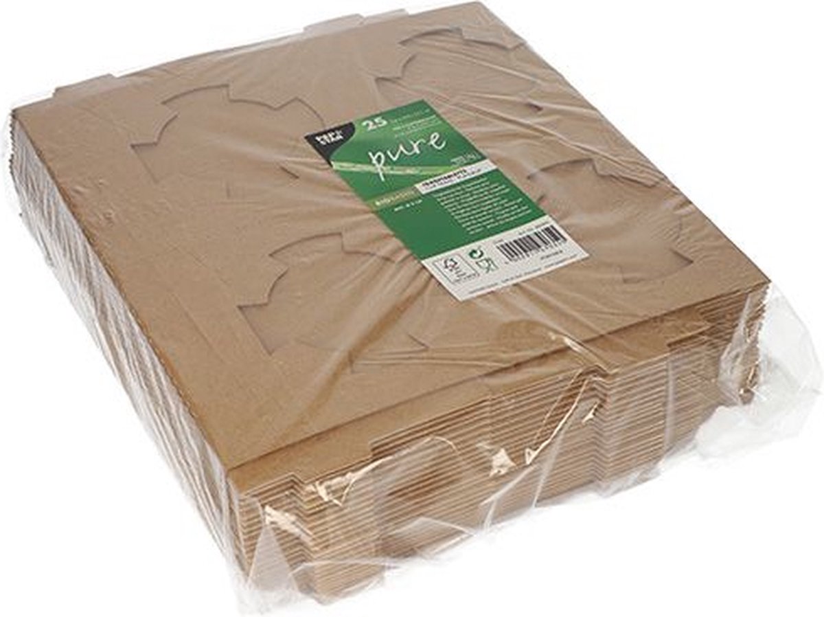 25 Draagtray, karton pure 3,6 cm x 19,8 cm x 24,1 cm bruin voor 4 soepbekers