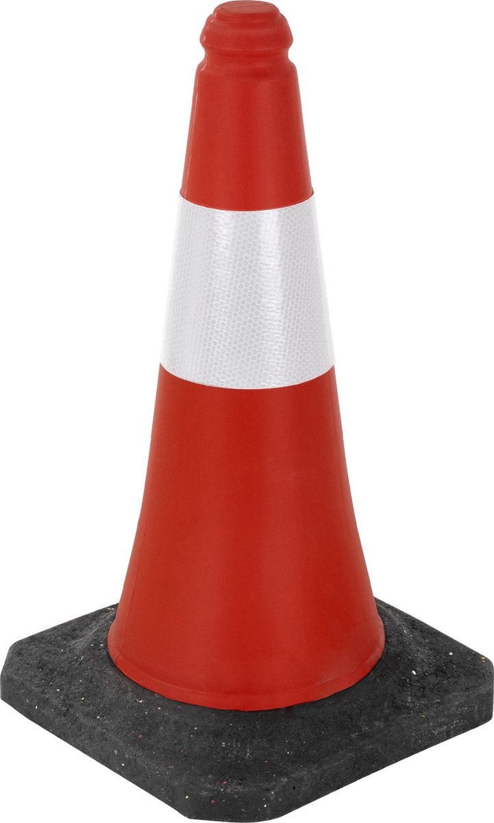 Verkeerskegel verkeerspaal verzwaard 51cm rood/wit met zware voet
