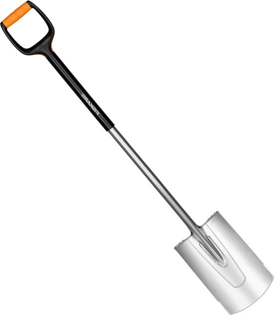 Fiskars Spade, tuingereedschap, voor harde bodems met stenen, scherp