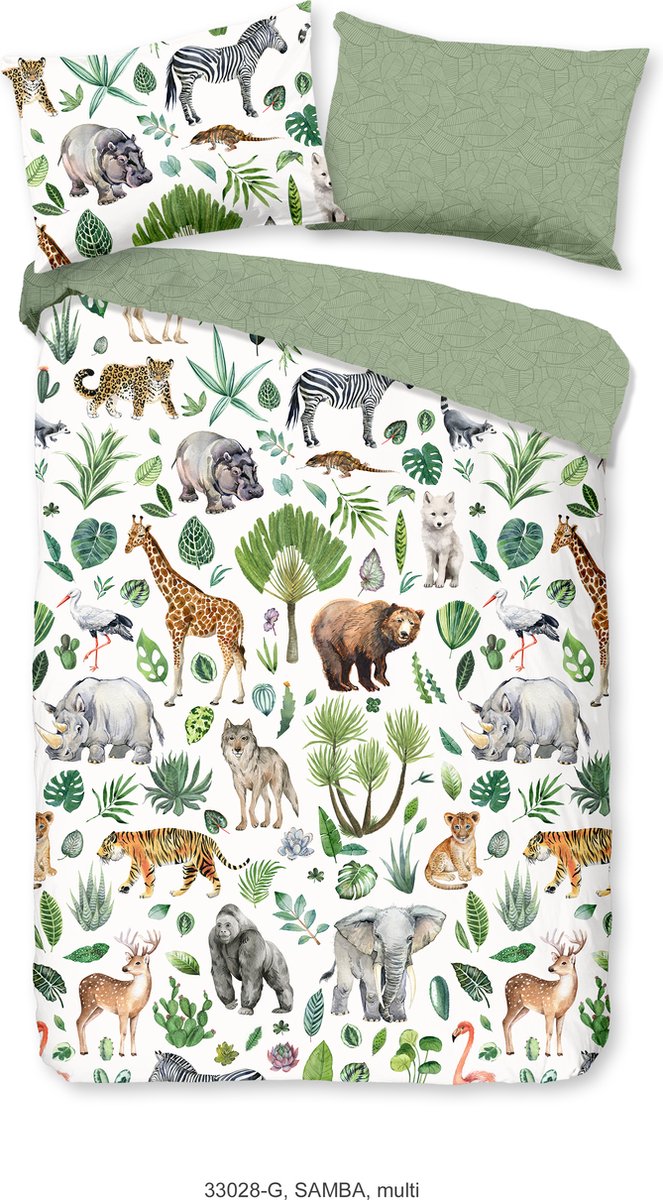 Good Morning dekbedovertrek afrikaanse dieren / big five - Ledikant/ baby 100x135 cm - Multi - 100% Katoen renforce