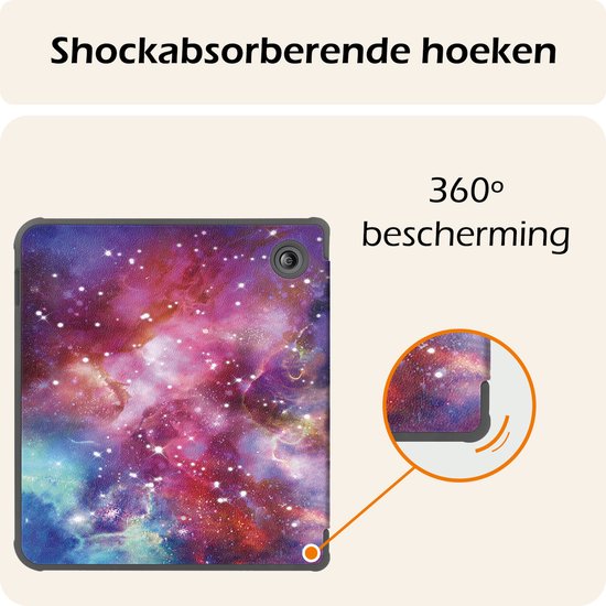 Hoesje Geschikt voor Kobo Libra Colour Hoes Book Case - Hoes Geschikt voor Kobo Libra Colour Hoesje Book Cover - Galaxy van Hoesje  — afbeelding 5
