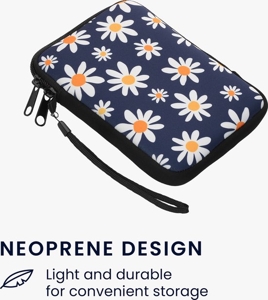 kwmobile Universele Cover voor eReader - Neopreen hoesje Madeliefjes design blauw / wit / geel - 17 x 12 x 2 cm van kwmobile — afbeelding 3
