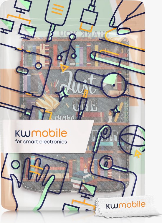 kwmobile e-reader hoesje geschikt voor Pocketbook Verse / Verse Lite / Verse Pro / Color / Vivlio Light/Light HD hoes - E reader flip case met magnetische sluiting - Ereader cover - bibliotheek design in meerkleurig van kwmobile — afbeelding 5