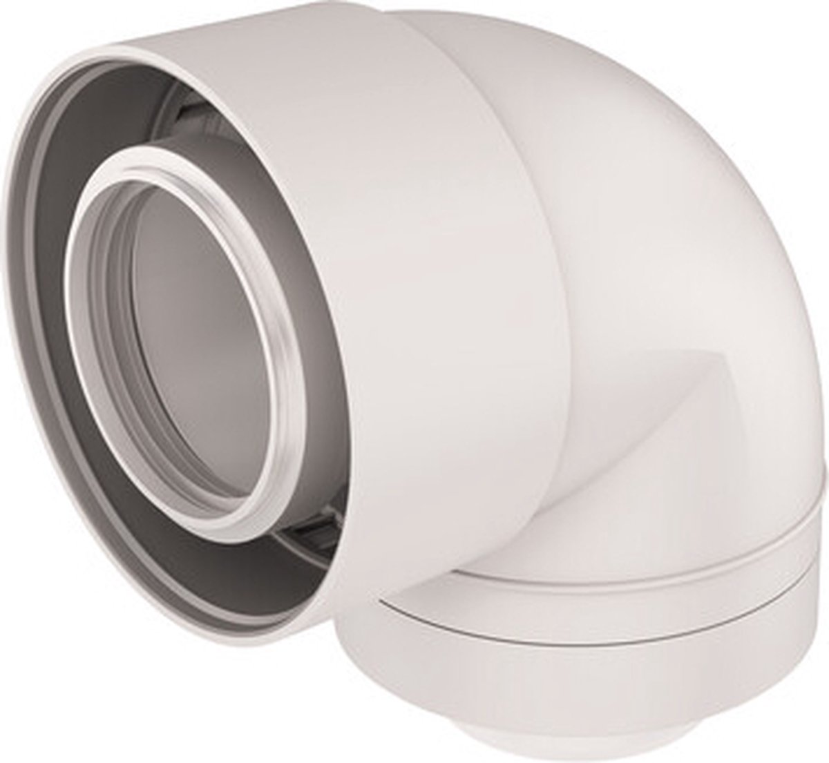 Ubbink UbiFit Concentrische Bocht 87° – Ø 60/100 mm – Rookgasafvoer CV-ketel – Push-Fit – Wit
