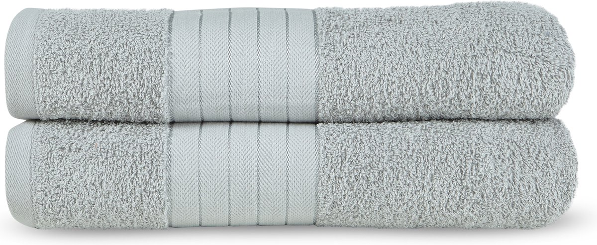 Good Morning uni handdoek effen kleur - Handdoekenset 2 - Zilver - Badstof