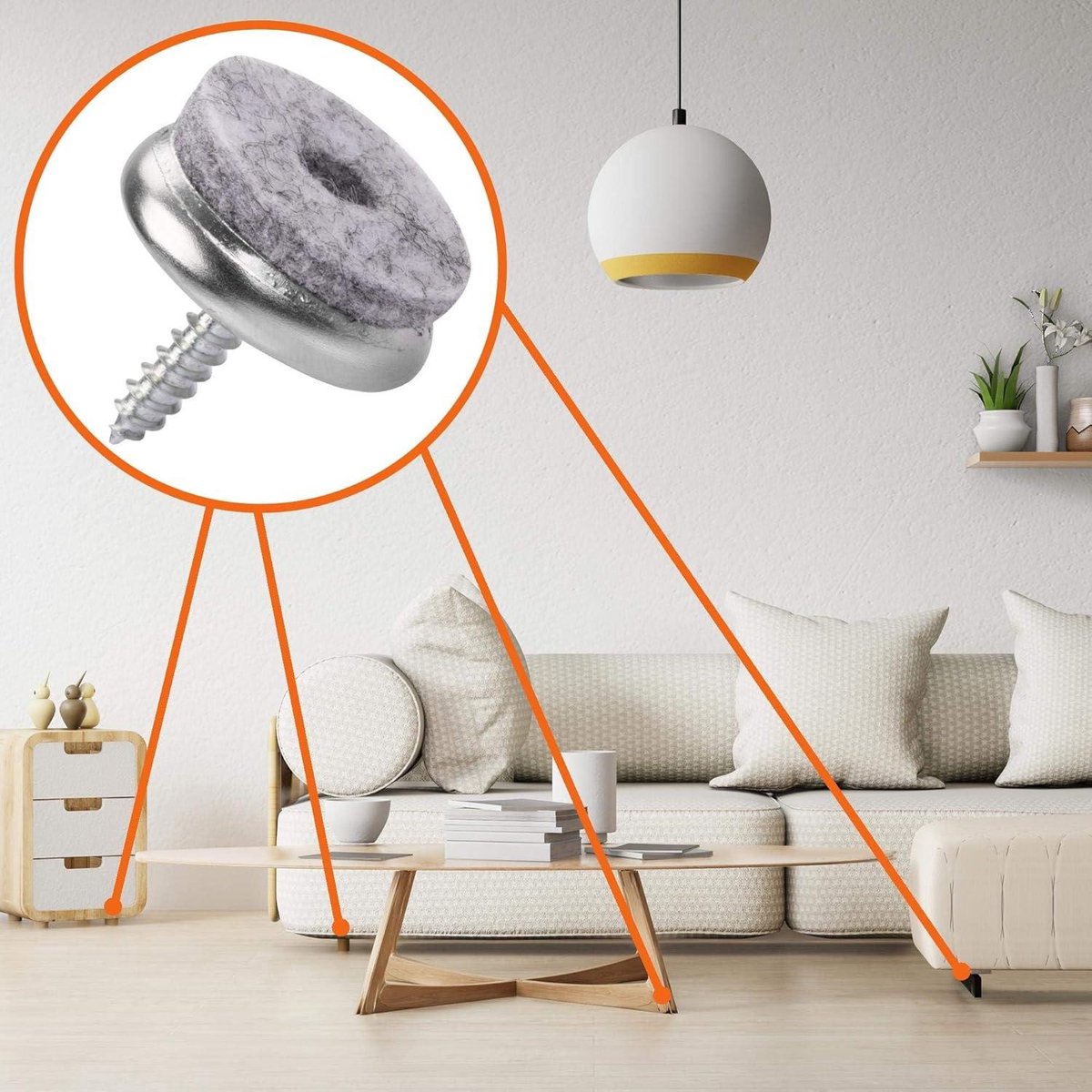 Levani Viltdoppen voor stoelen (20 stuks), meubelglijders 20 mm, stoelvilt, glijders met zacht vilt, glijders voor stoelen, meubels, vilt, zelfklevend, voor meubelpoten (zwart, 24 mm
