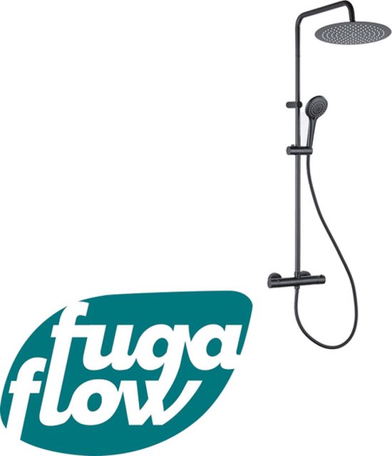 Foto: Fugaflow efficiente sobrado regendoucheset met thermostaat hoofddouche 30cm handdouche 3 standen zwart 110cm