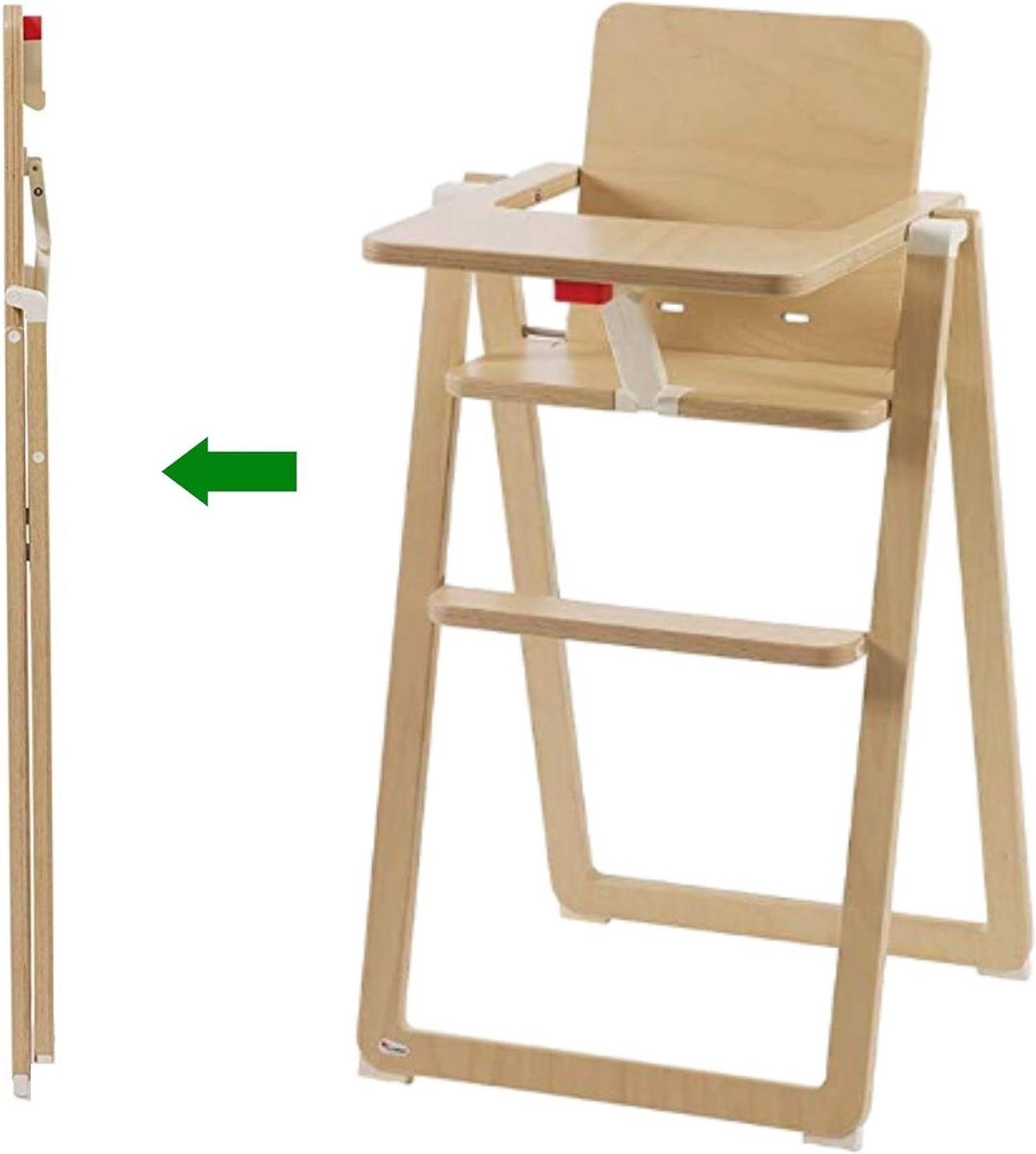 Inklapbare stabiele houten kinderstoel met tafel - zitgelegenheid voor peuters - eettafel kinderstoel - beukenhout - modern - naturel bruin