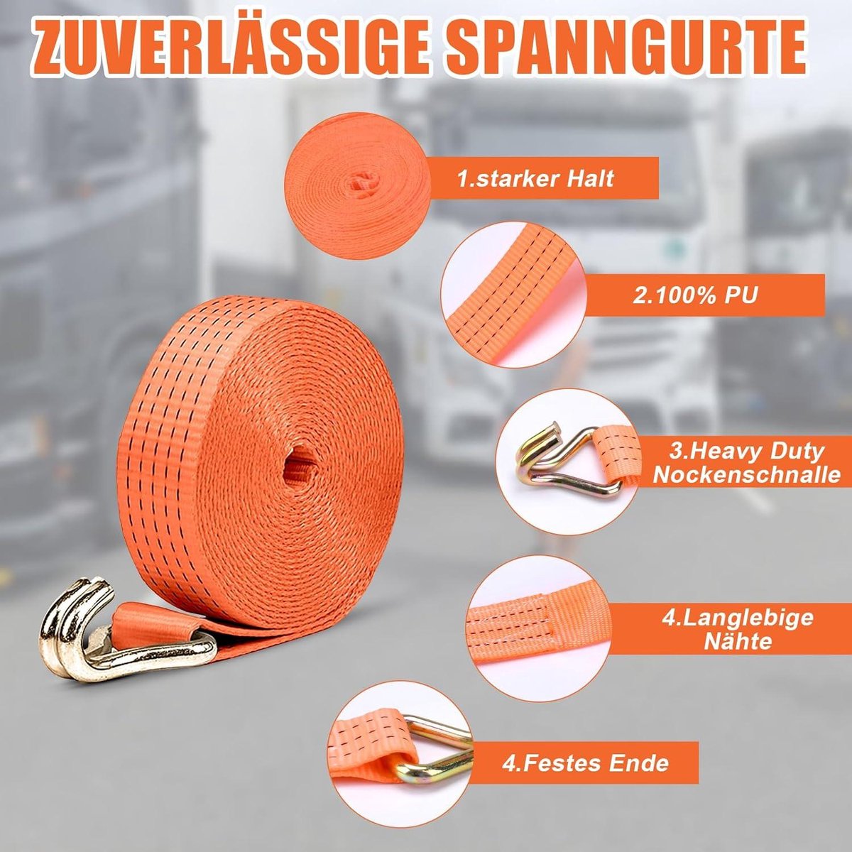 Ohuhu 4-delige ratelriem, 680 kg, 4,6 m, spanbanden met ratel, sjorriem