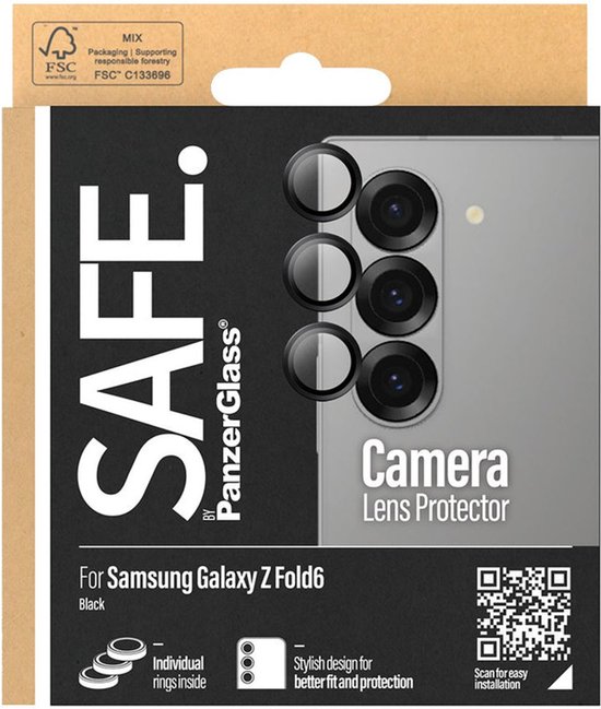 PanzerGlass Protecteur d'écran pour objectif d'appareil photo Convient pour Samsung Galaxy Z Fold 5 - Cerceaux de protection d'appareil photo PanzerGlass SAFE - noir