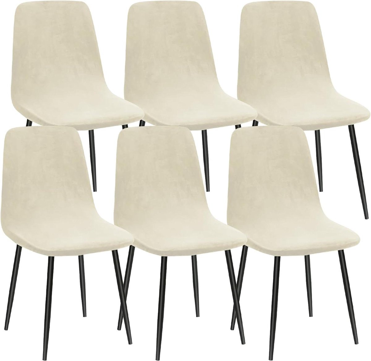 Housses De Chaise Velours Alishomtll - Lot De 4 - Universelles Chaises Eames - Lavables - Noir