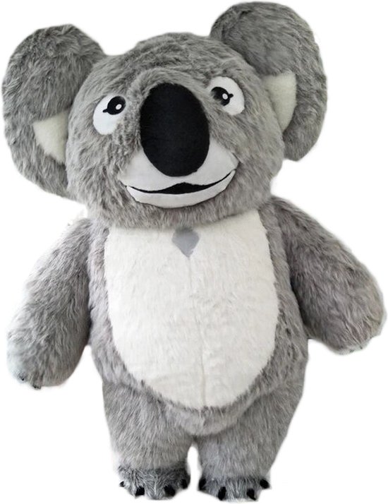 KIMU® Groot Opblaas Kostuum Koala Grijs - 2.6 Meter Opblaasbaar Pak - Mega Berenpak Mascotte Opblaaspak - Super Opblaasbare Beer Volwassenen Festival