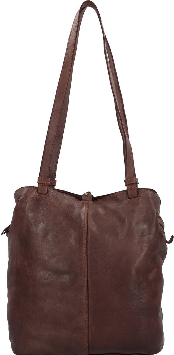 HAROLD'S Leren Schoudertas Submarine Shopper Twin Upend Brown Donkerbruin