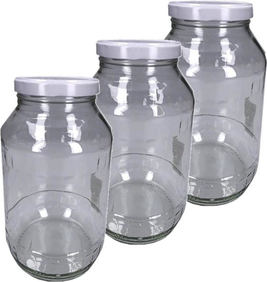 3x Weckpot/inmaakpot met schroefdeksel 1700 ml - Inmaakpotten - Weckpotten