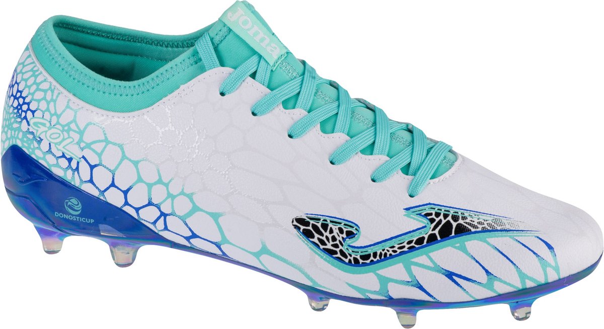 Witte Joma Gol 2472 FG voetbalschoenen voor mannen, maat 46, met synthetisch leren bovenwerk en kleurrijke details.