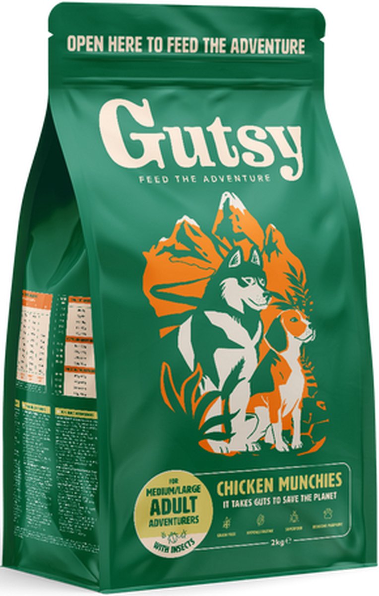 Gutsy Gutsy Chicken Munchies Medium/Large Adult - Hondenvoeding - 10kg - Duurzaam & Gezond Hondenbrokjes - Hypoallergeen & Graanvrij Hondenvoer