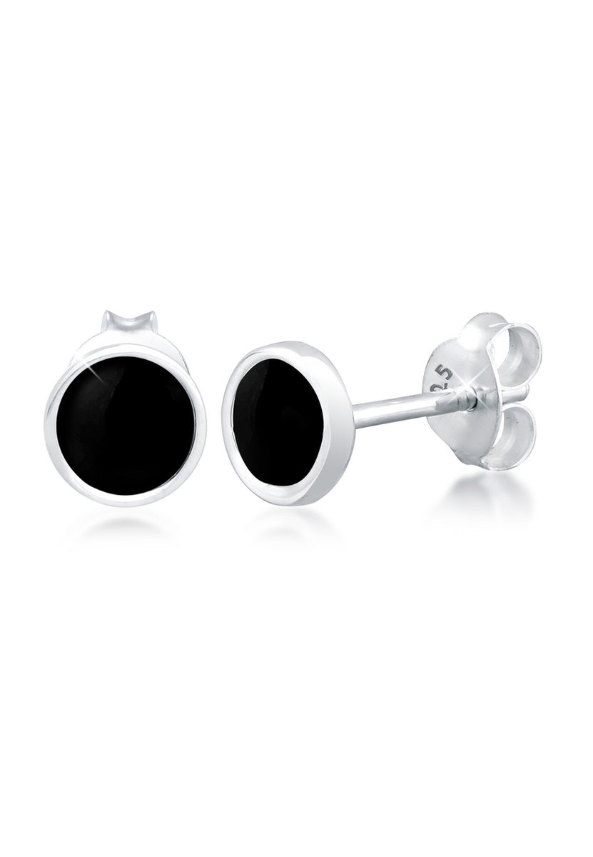 Elli - Oorbellen - Dames Oorsteker Cirkel Geo met Email Wit in 925 Sterling Zilver - Dames