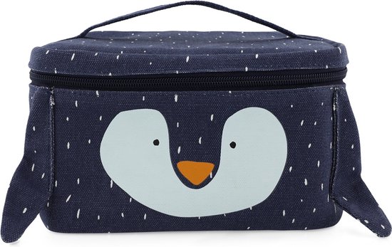 Foto: Trixie lunchtas mr penguin koeltas voor kinderen met naamlabel thermische tas voor lunch blauw pinguin