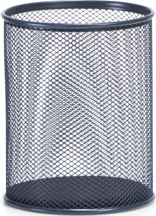 5x pièces porte-stylos gris anthracite ronds en fil métallique/maille 11 x 13 cm -Porte-stylos
