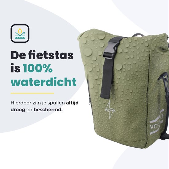 Voltano Journey Luxe Fietstas 28L - Olijf Groen - Enkele Pakaftas - Laptopvak - Met Schouderband - Waterdicht van Voltano — afbeelding 3