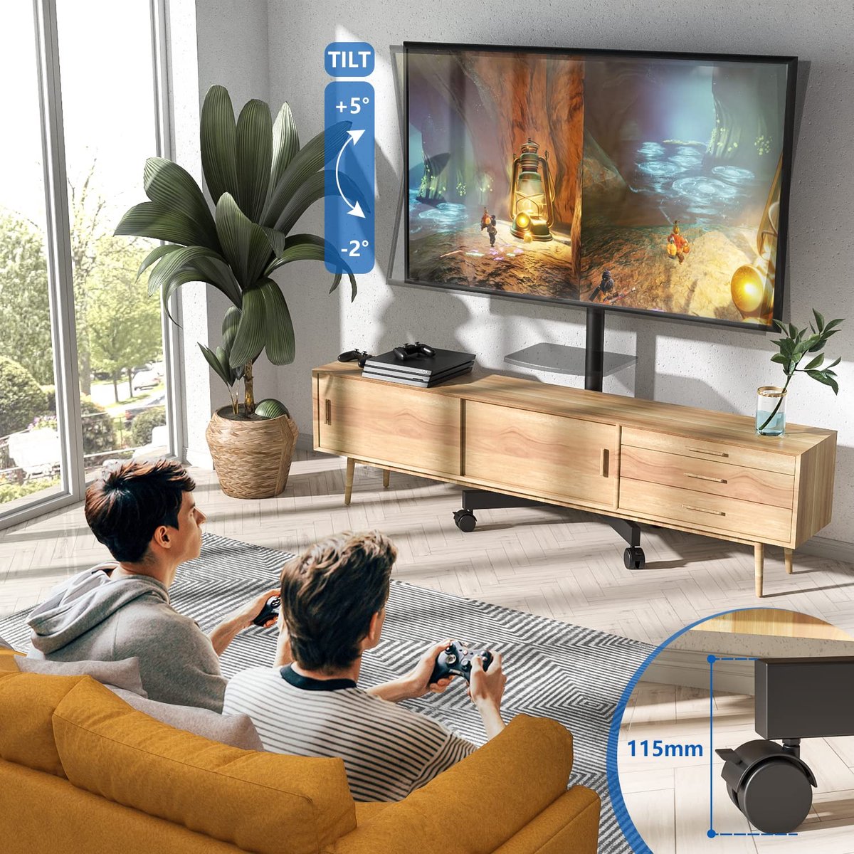 TV-vloerstandaard tv-standaard met wielen voor plasma/LCD/LED-schermen