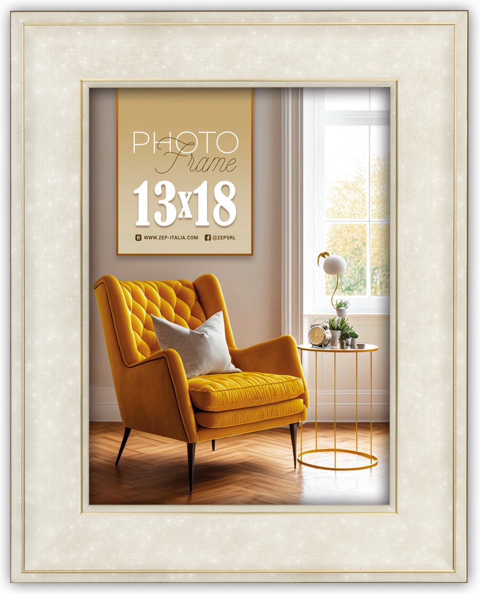 ZEP - Kunststof Fotolijst Venezia Wit voor foto formaat 13x18 cm - VN657W