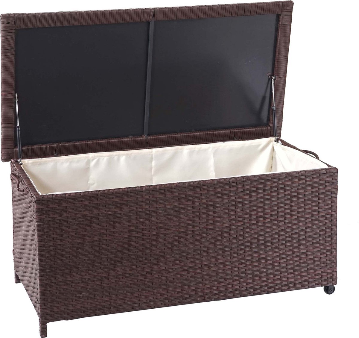 MCW Poly rotan kussenkist -D88 tuinkist kussenkist kist ~ Premium bruin 51x100x50cm 170l