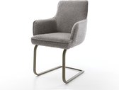 Modèle cantilever Heira- Flex avec accoudoir modèle cantilever finition plate effet titane bouclé noyau de ressorts ensachés gris argent
